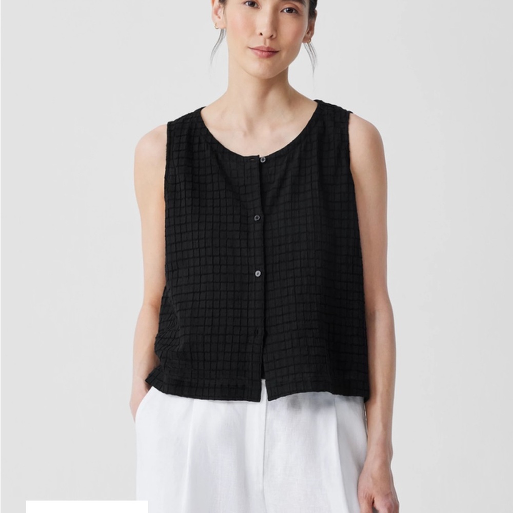 Eileen Fisher Cotton Voile Box Vest